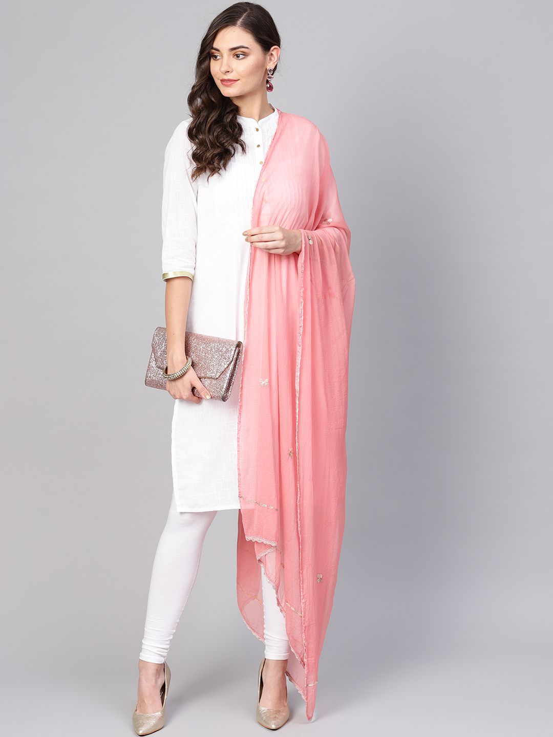 Saadgi Dusty Pink Gotta Patti Work Dupatta