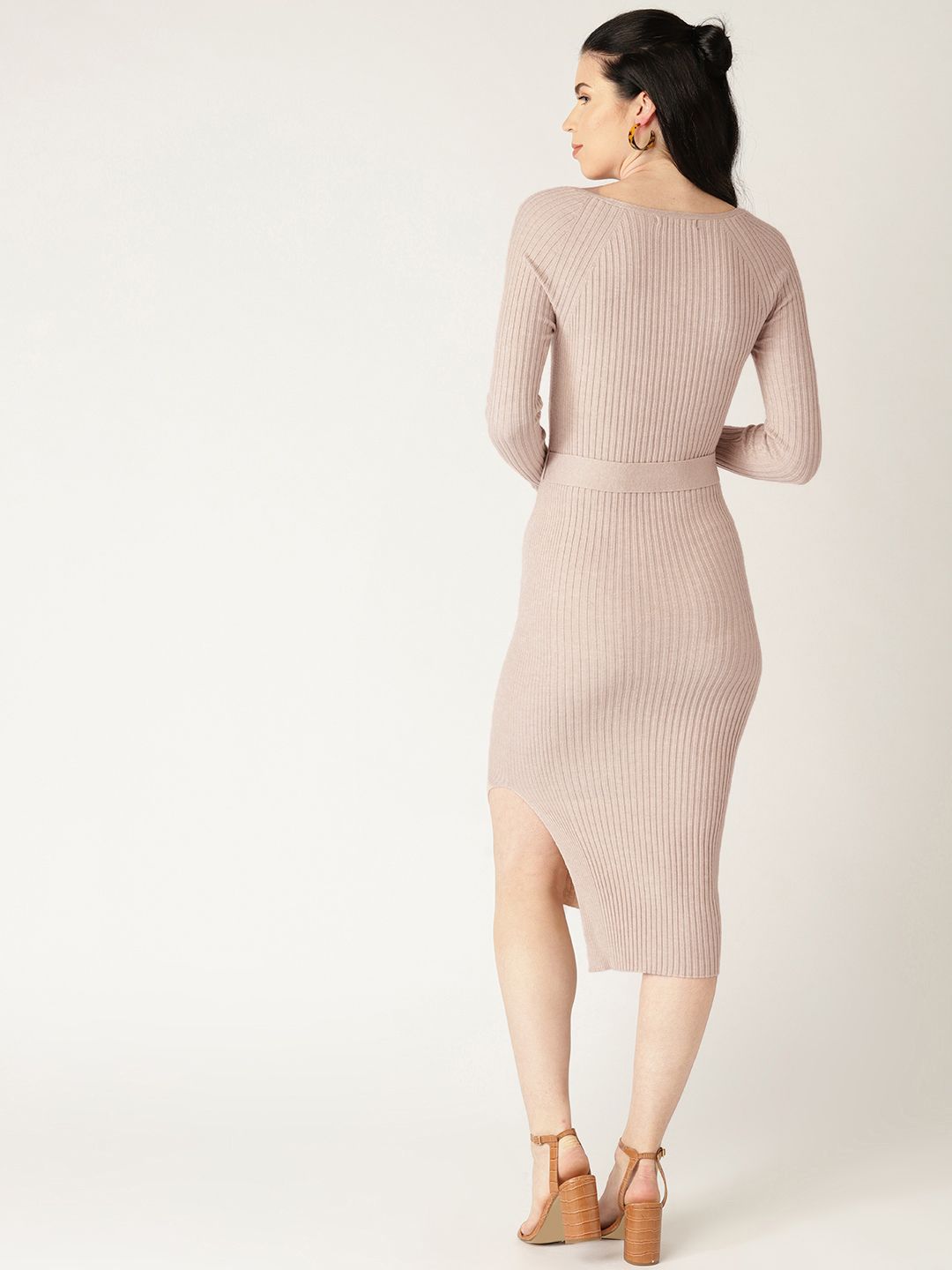Buy MANGO Women Striped Cream-Coloured Ribbed Bodycon Dress - Dresses for  Women 10656996 | Myntra