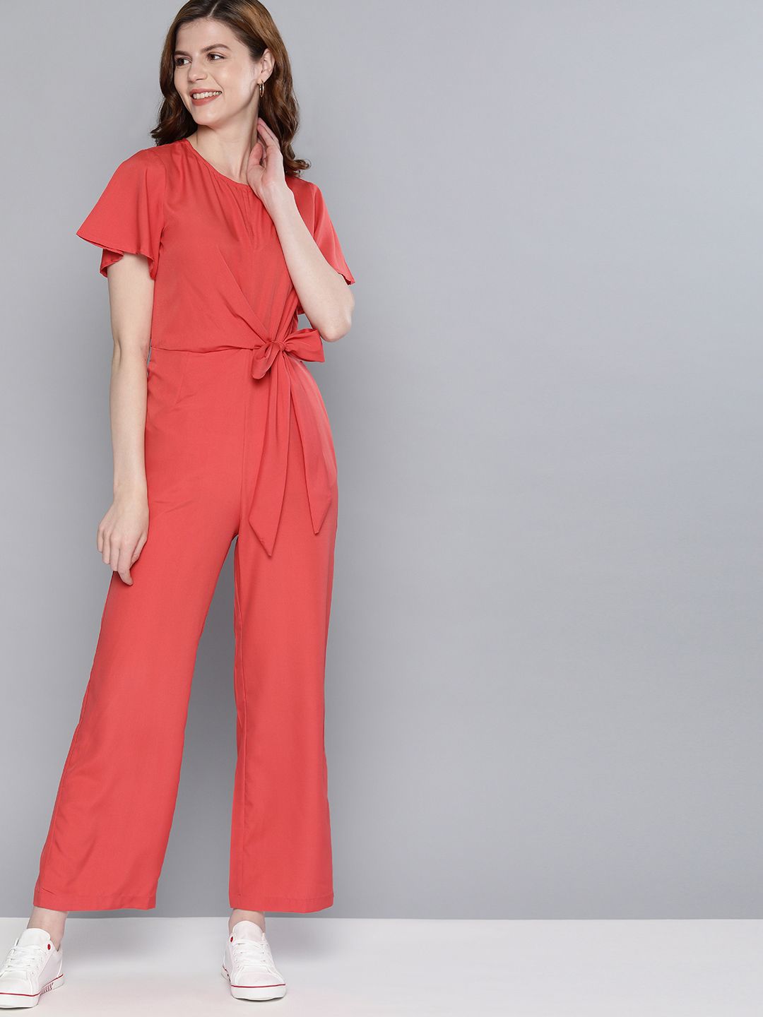 Mast & Harbour Women Pink Solid Basic Jumpsuit