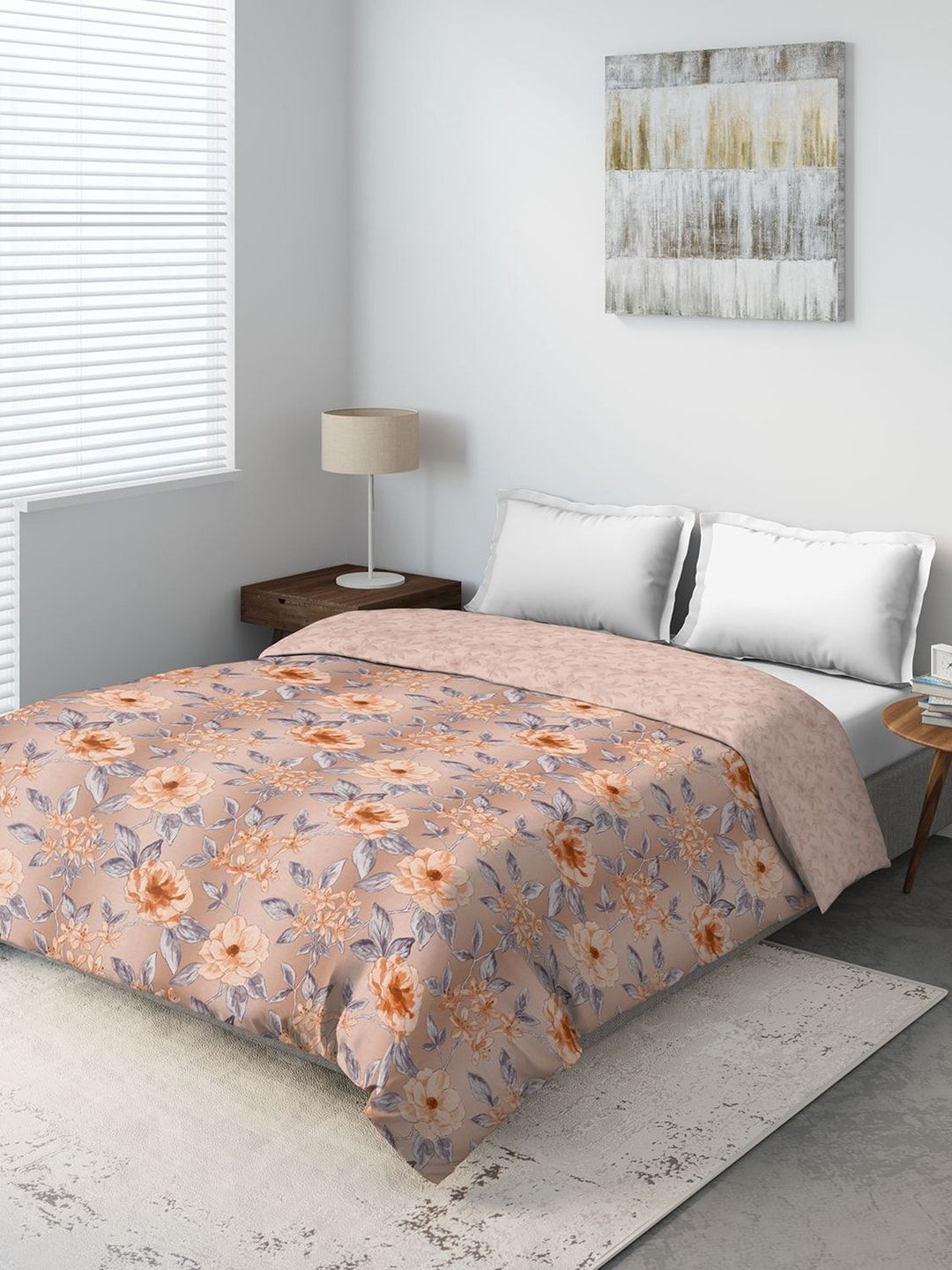 DDecor Brown & Grey Floral Mid Winter 150 GSM Double Bed Comforter Price in India