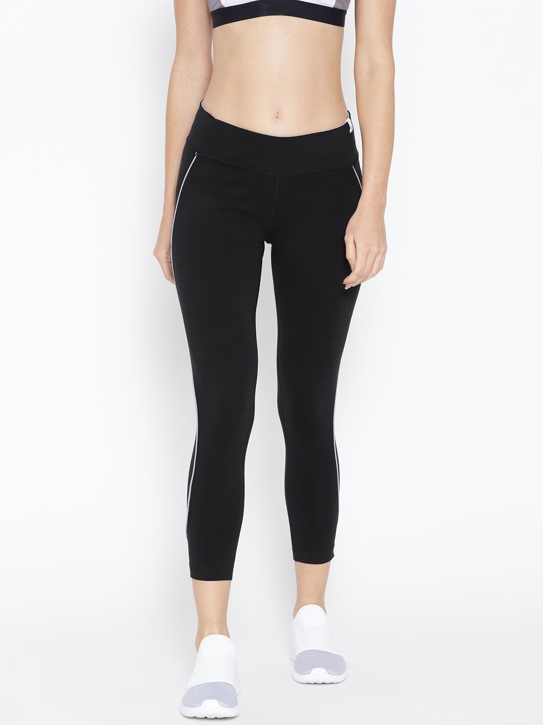 SATVA Women Black Solid Cropped Tights Price in India