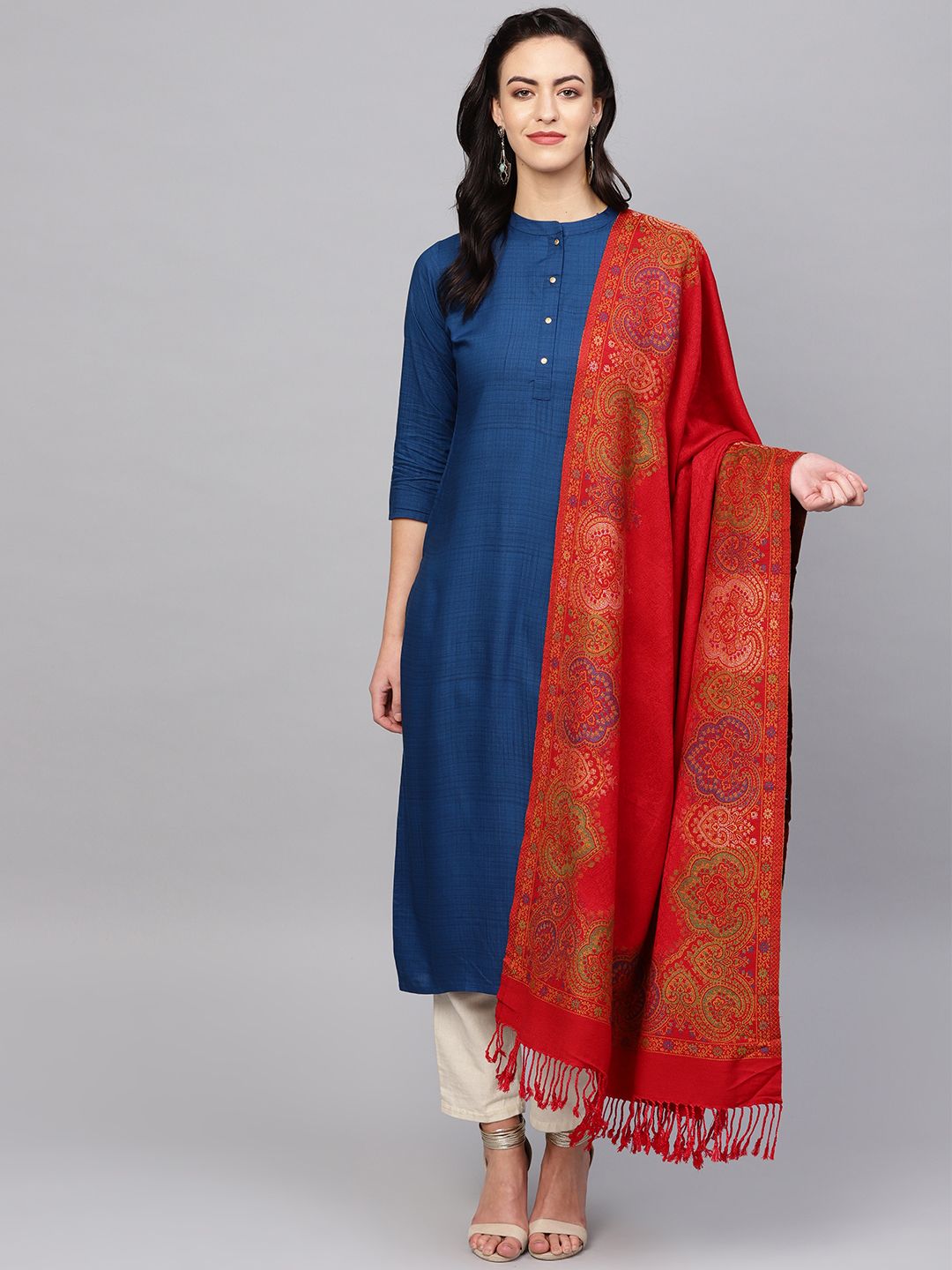 Indo Era Women Red Woollen Stole Price in India