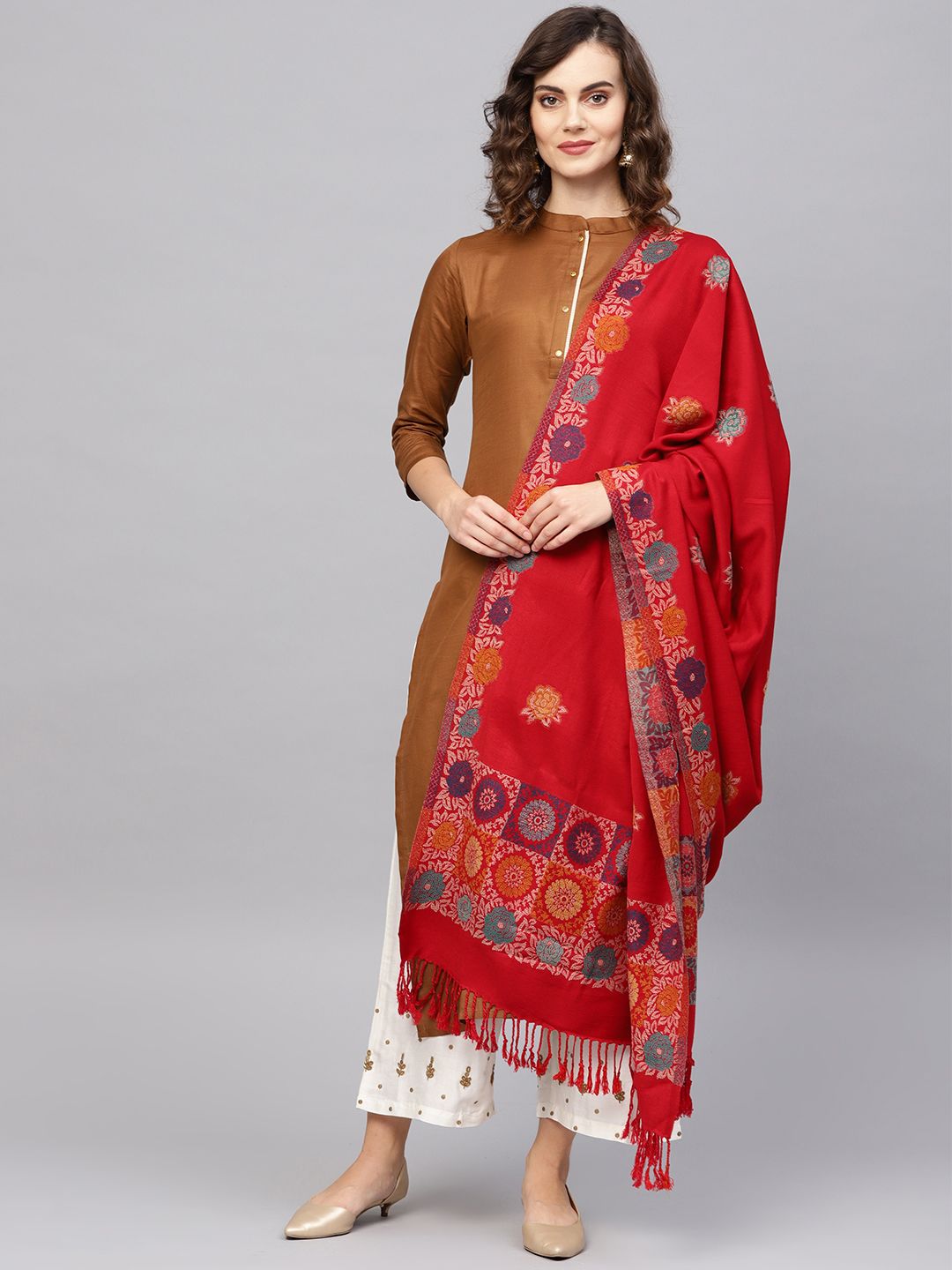 Indo Era Women Red Woollen Stole Price in India