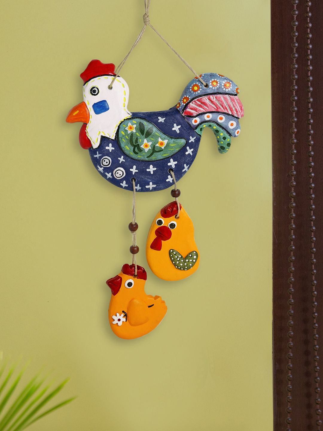 ExclusiveLane Rooster & Chicks Shaped Terracotta Handmade Wall Hangings Price in India