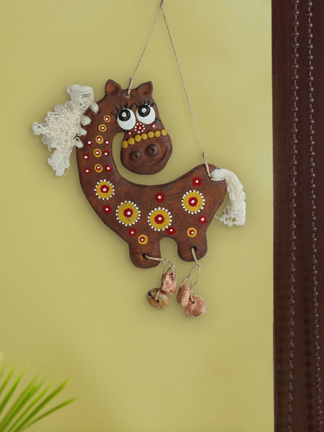 ExclusiveLane "Horse Shaped" Handmade & Hand-Painted Terracotta Wall Hanging Price in India