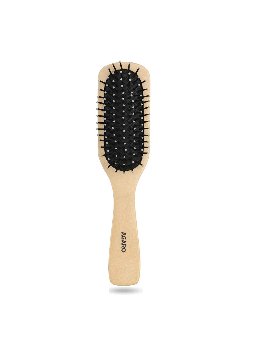 Agaro Wooden Flat Hair Brush for Detangling & Straightening - Beige & Black Price in India