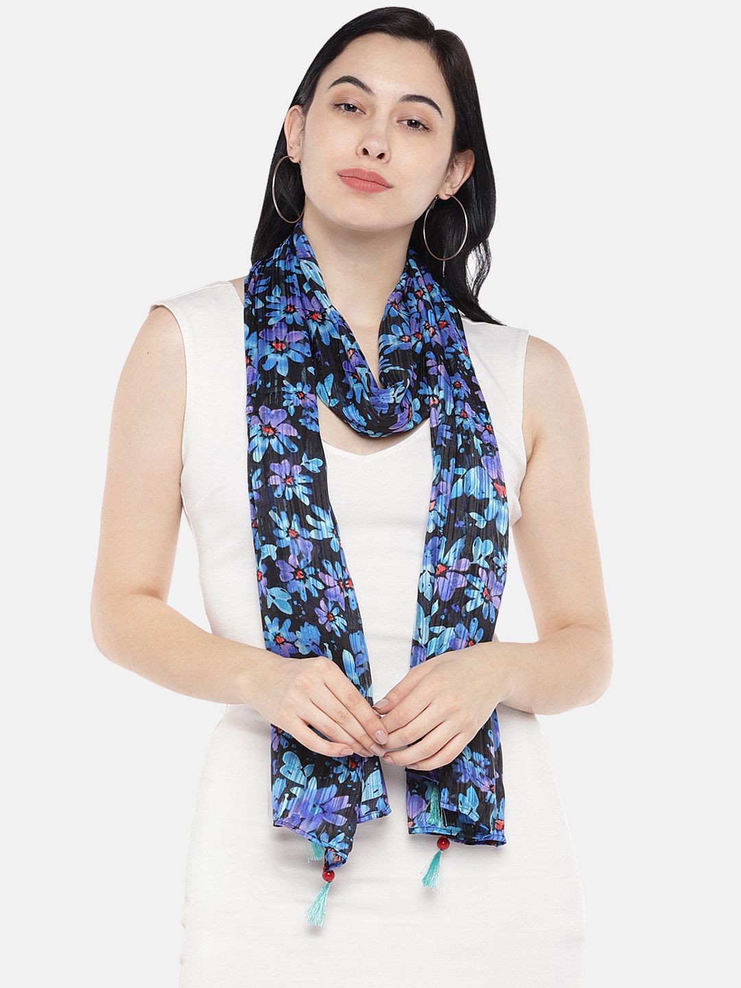 Shiloh Blue and Black Printed Scarf Price in India