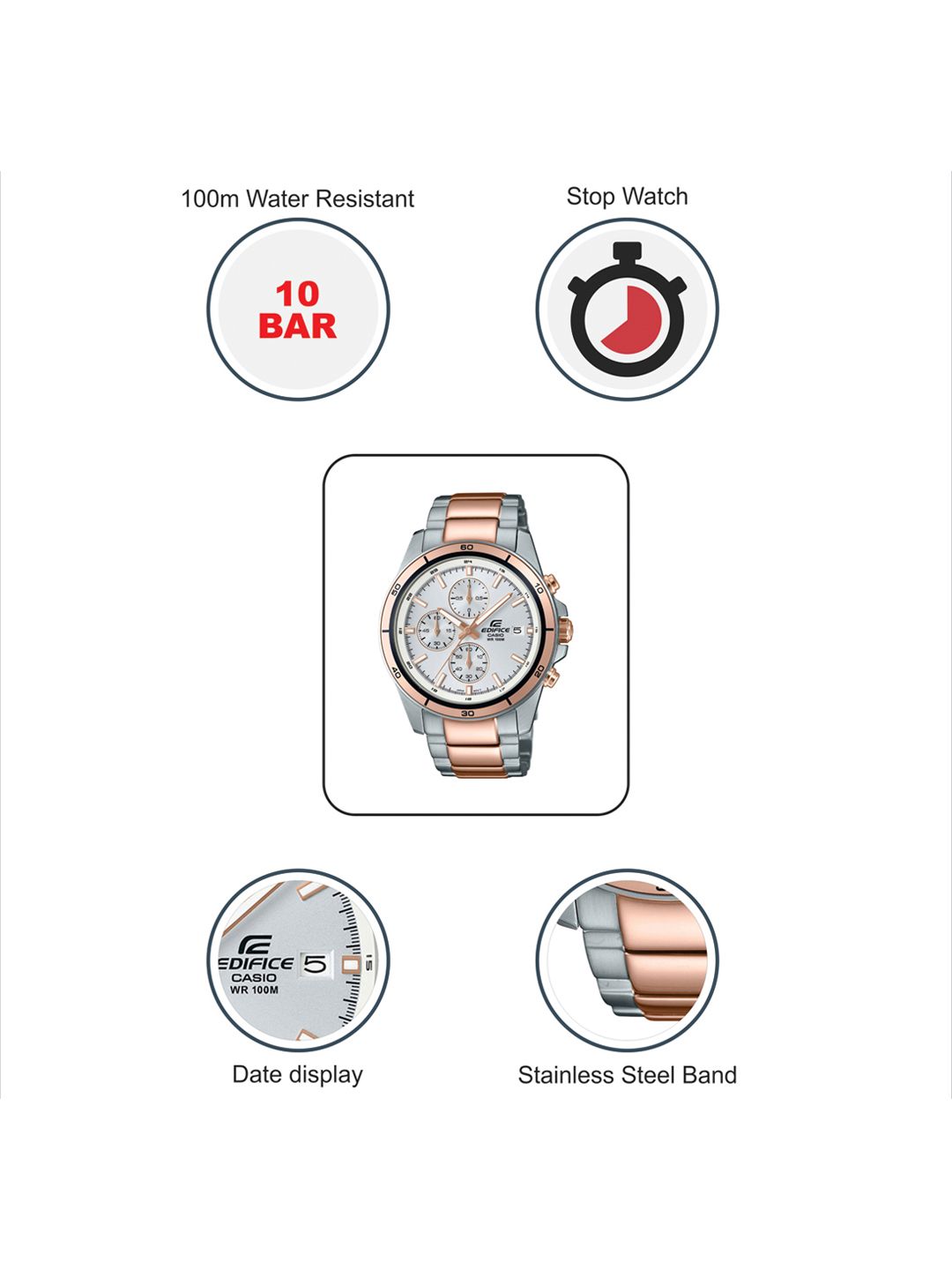 Buy CASIO Edifice Men White Dial Chronograph Watch EX272 EFR-526SG