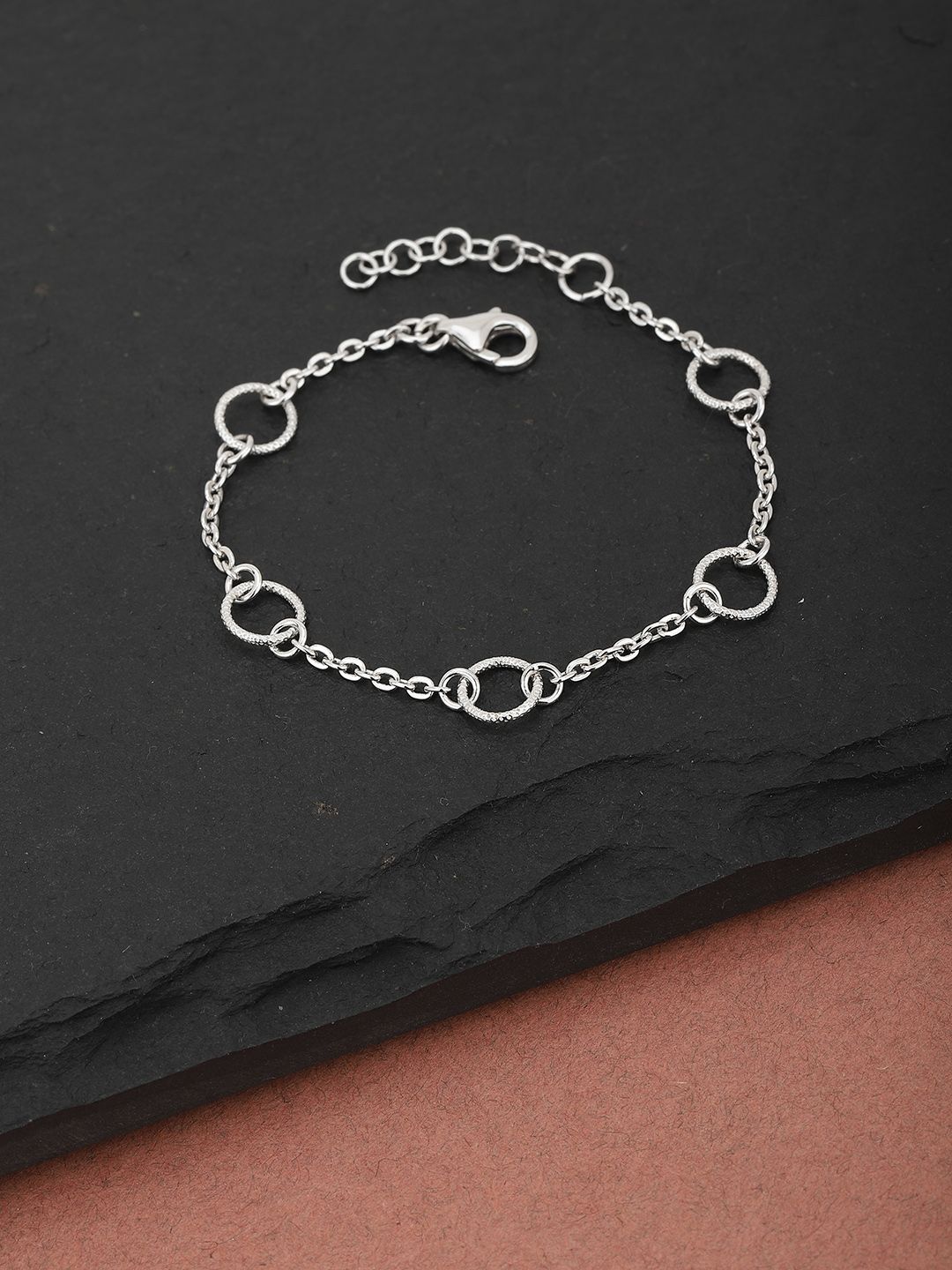 Carlton London Silver-Toned Rhodium-Plated Link Bracelet Price in India