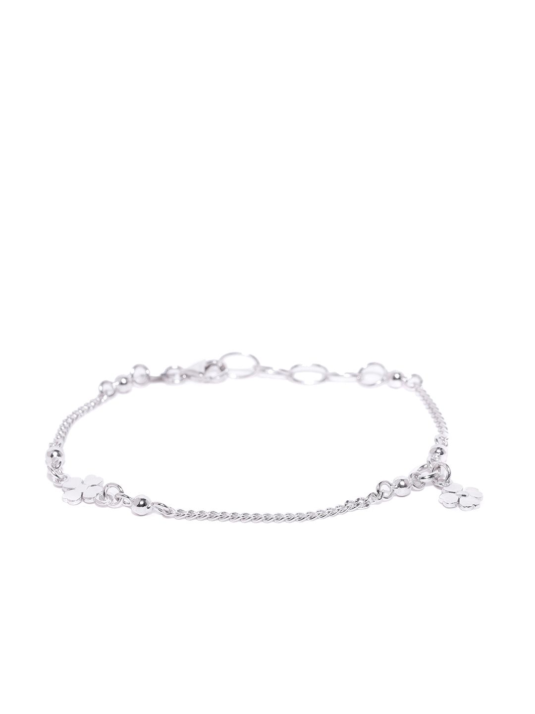 Carlton London Silver-Toned Rhodium-Plated Floral Charm Bracelet Price in India