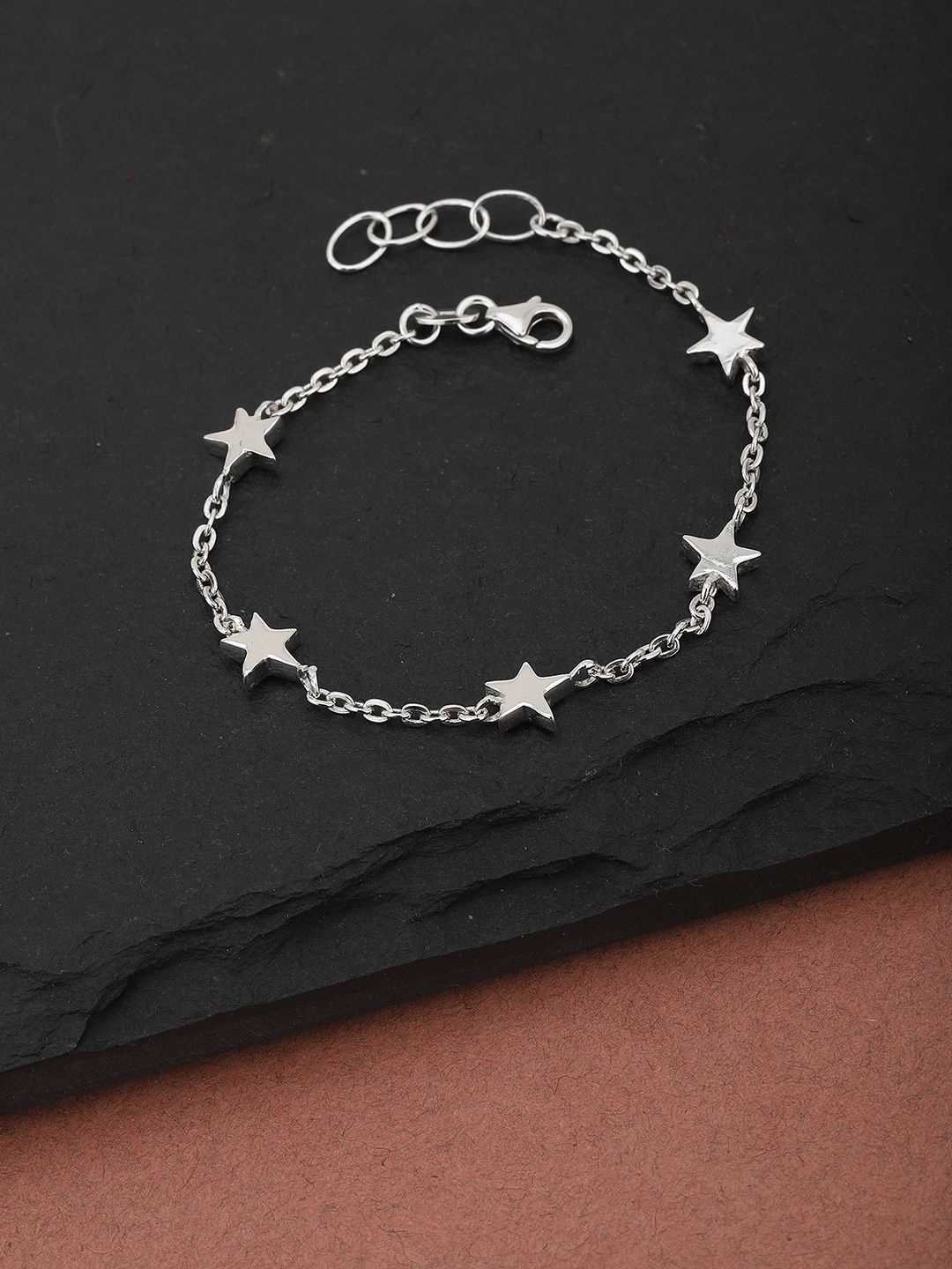 Carlton London Silver-Toned Rhodium-Plated Star Shaped Bracelet Price in India