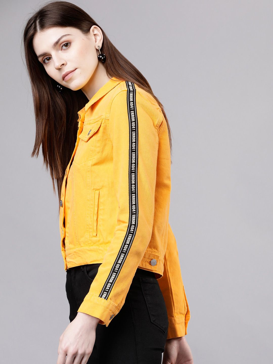 Tokyo Talkies Women Yellow Solid Denim Jacket Price in India