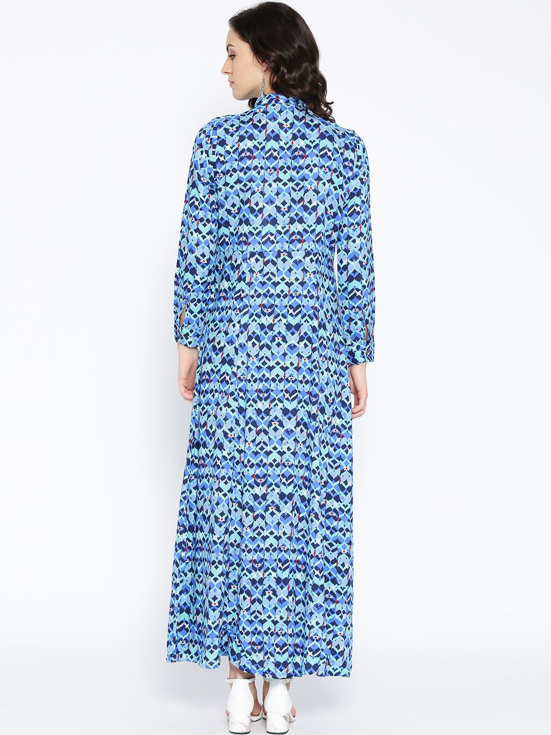 Buy Global Desi Women Blue Printed Maxi Dress - Ethnic Dresses for Women  10699794 | Myntra