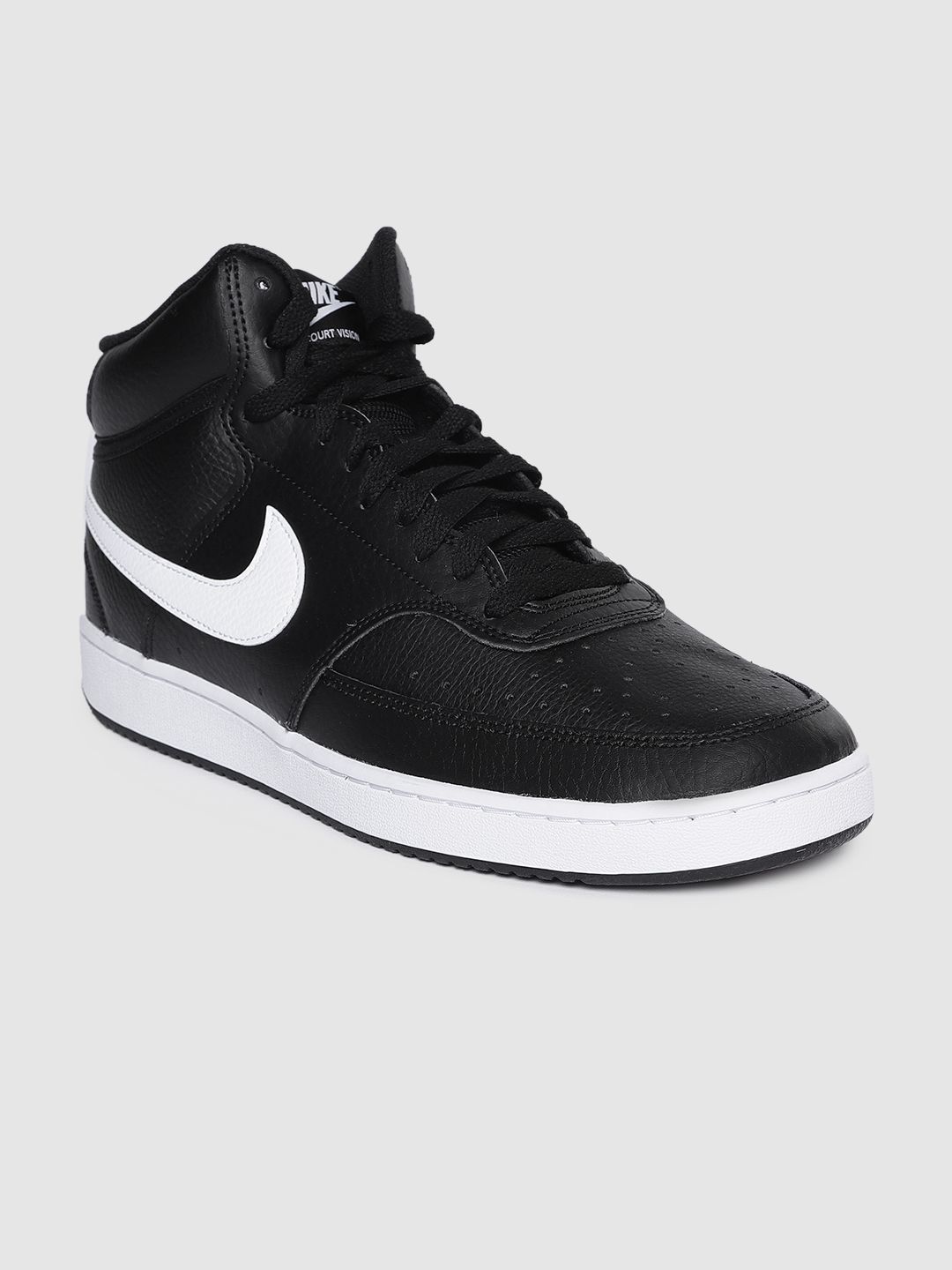 Buy Nike Men Black COURT VISION Leather Mid-Top Sneakers - Casual