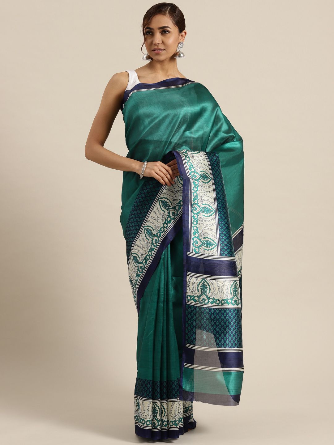 Saree mall Green Solid Saree Price in India