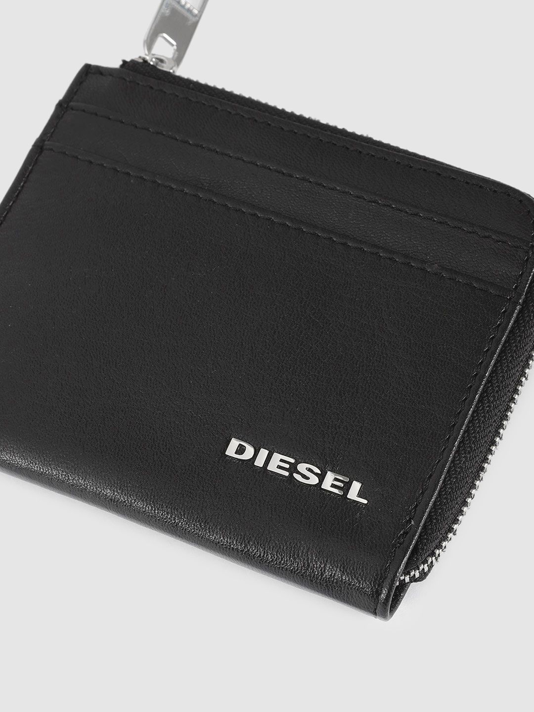 Buy DIESEL Men Black Solid Genuine Leather Zip Around Wallet