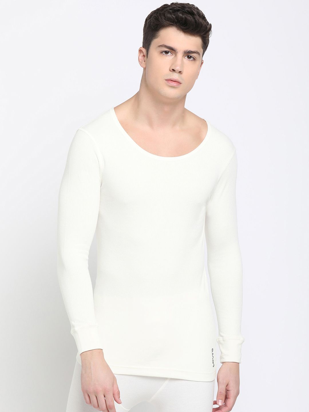 Levis Men Off-White Solid Thermal Top Price in India
