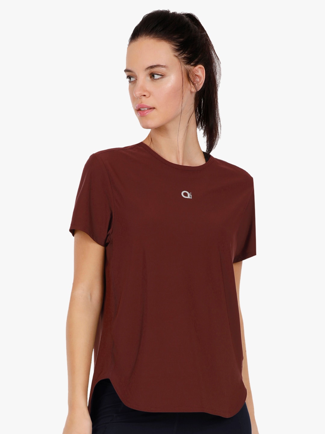 Amante Women Maroon Solid Round Neck T-shirt Price in India