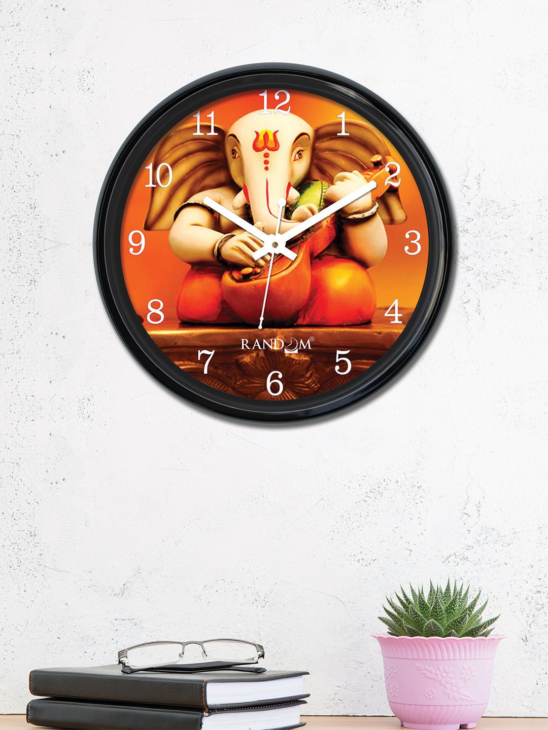 RANDOM Red & Cream-Coloured Round Printed 30 cm Analogue Wall Clock Price in India