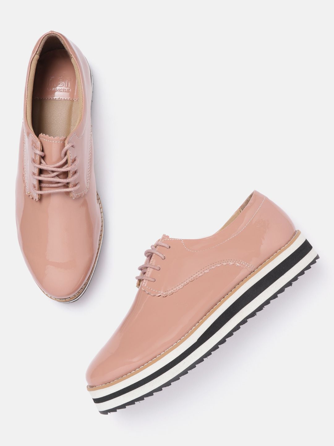 her by invictus Women Peach-Coloured Flatform Derbys Price in India