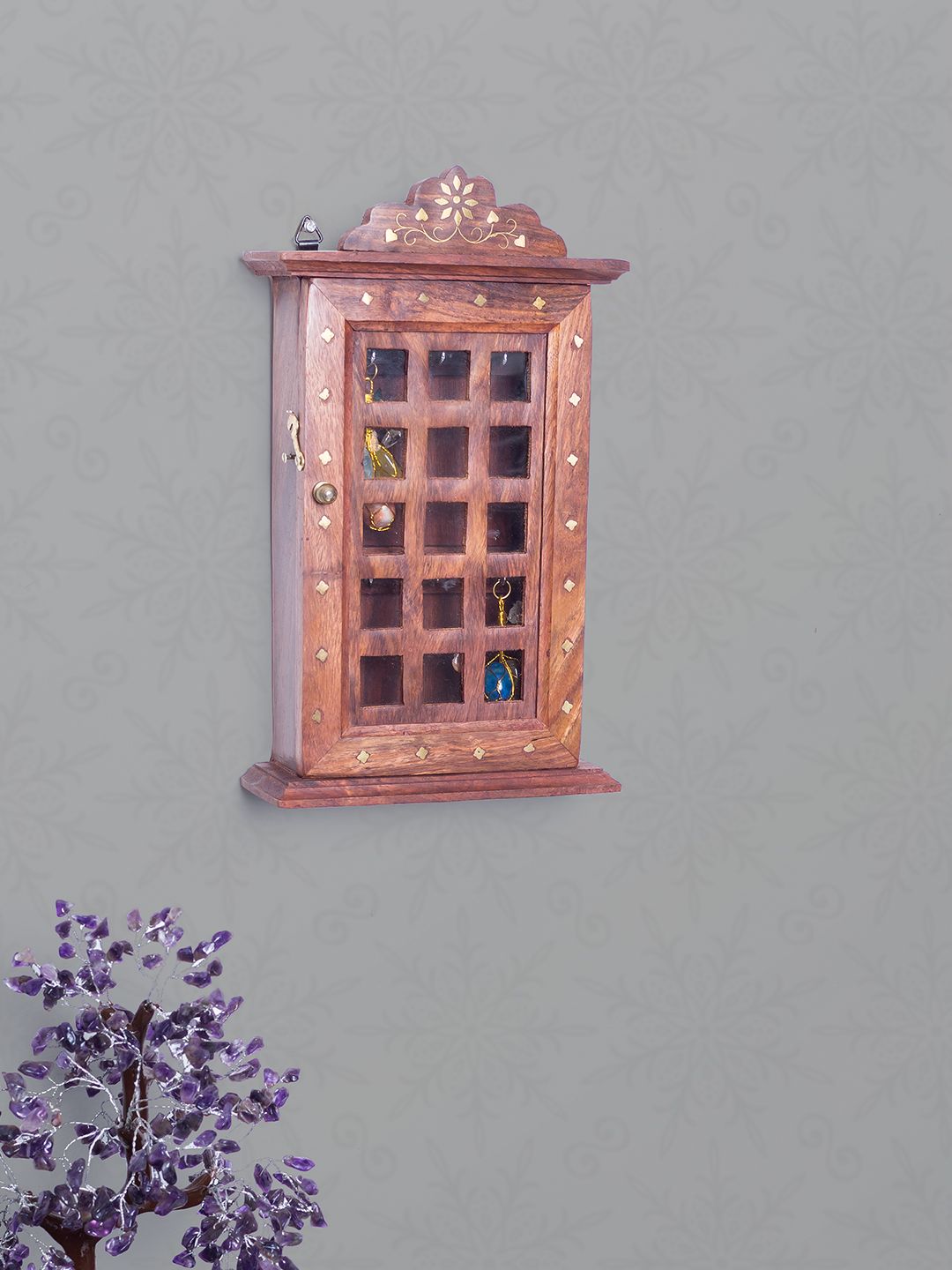 Golden Peacock Brown Wall Mounted Handcrafted Key Holder Price in India