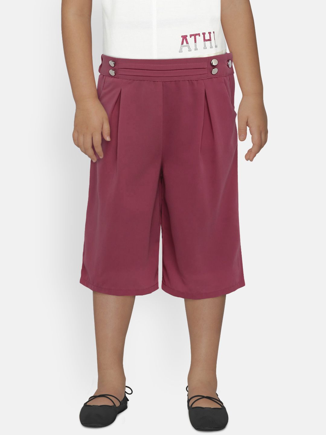 Peppermint Girls Mauve Solid Straight Palazzos
