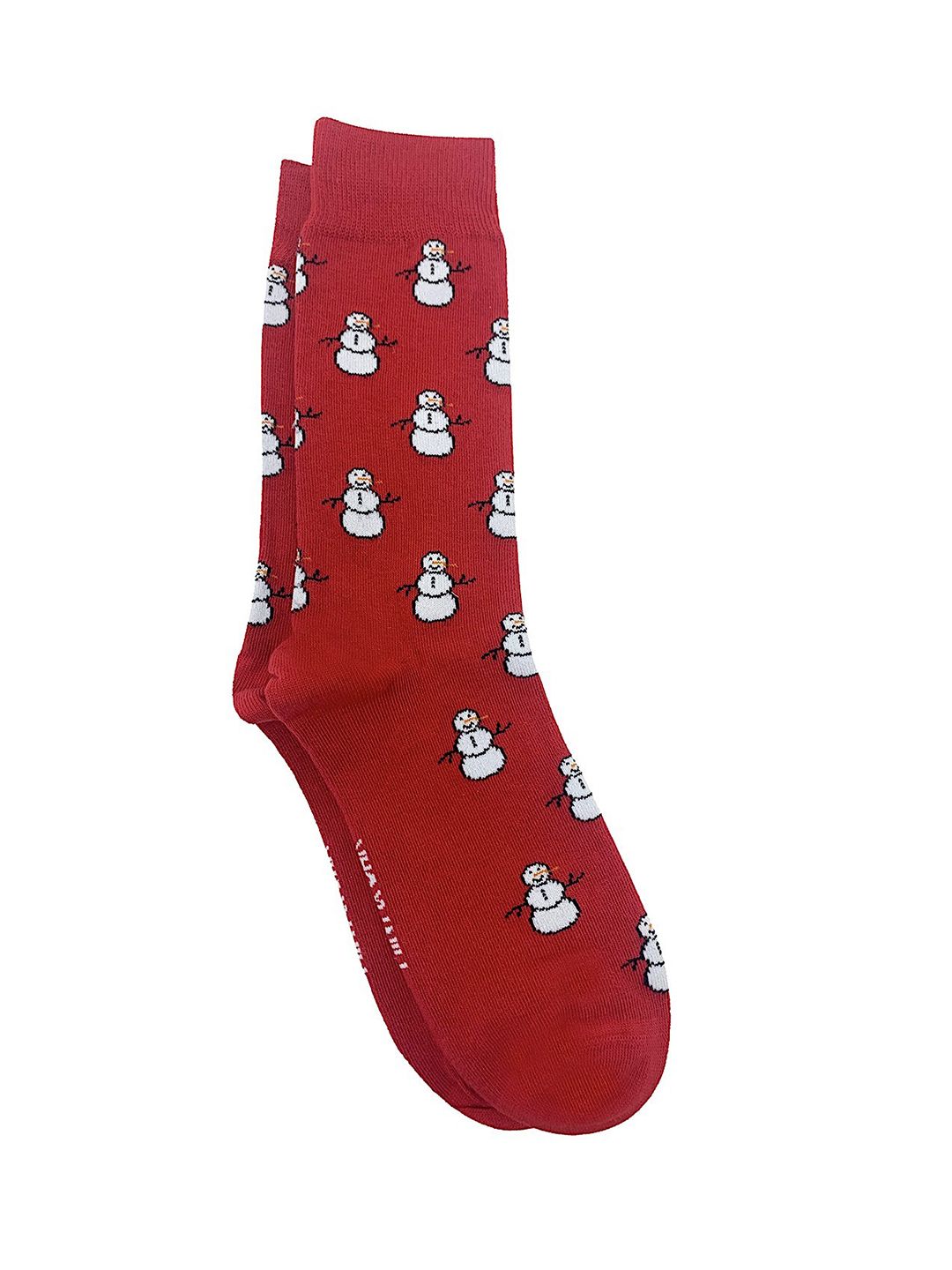 Mint & Oak Men Red & White Patterned Calf Length Socks