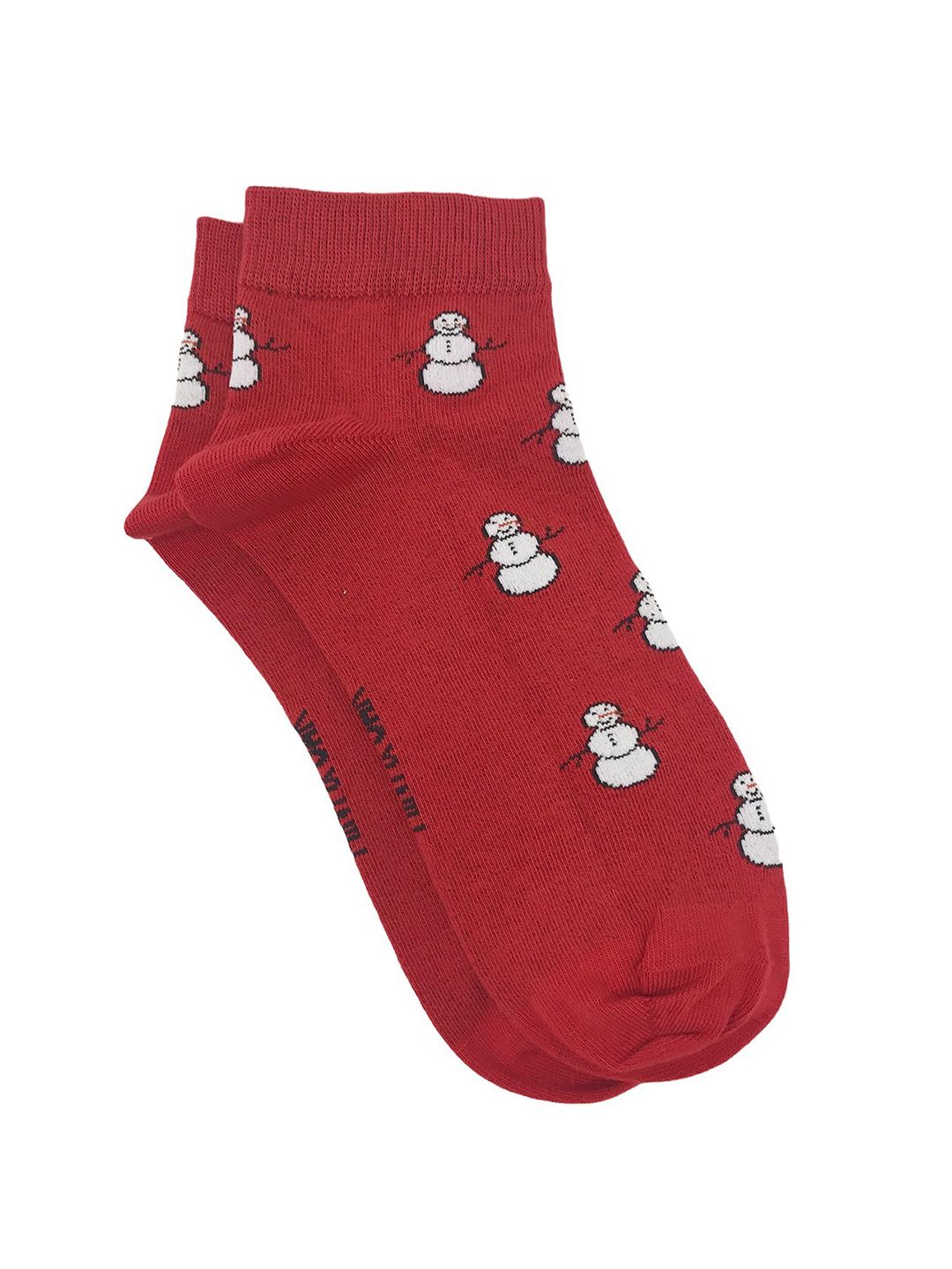 Mint & Oak Men Red & White Patterned Ankle Length Socks