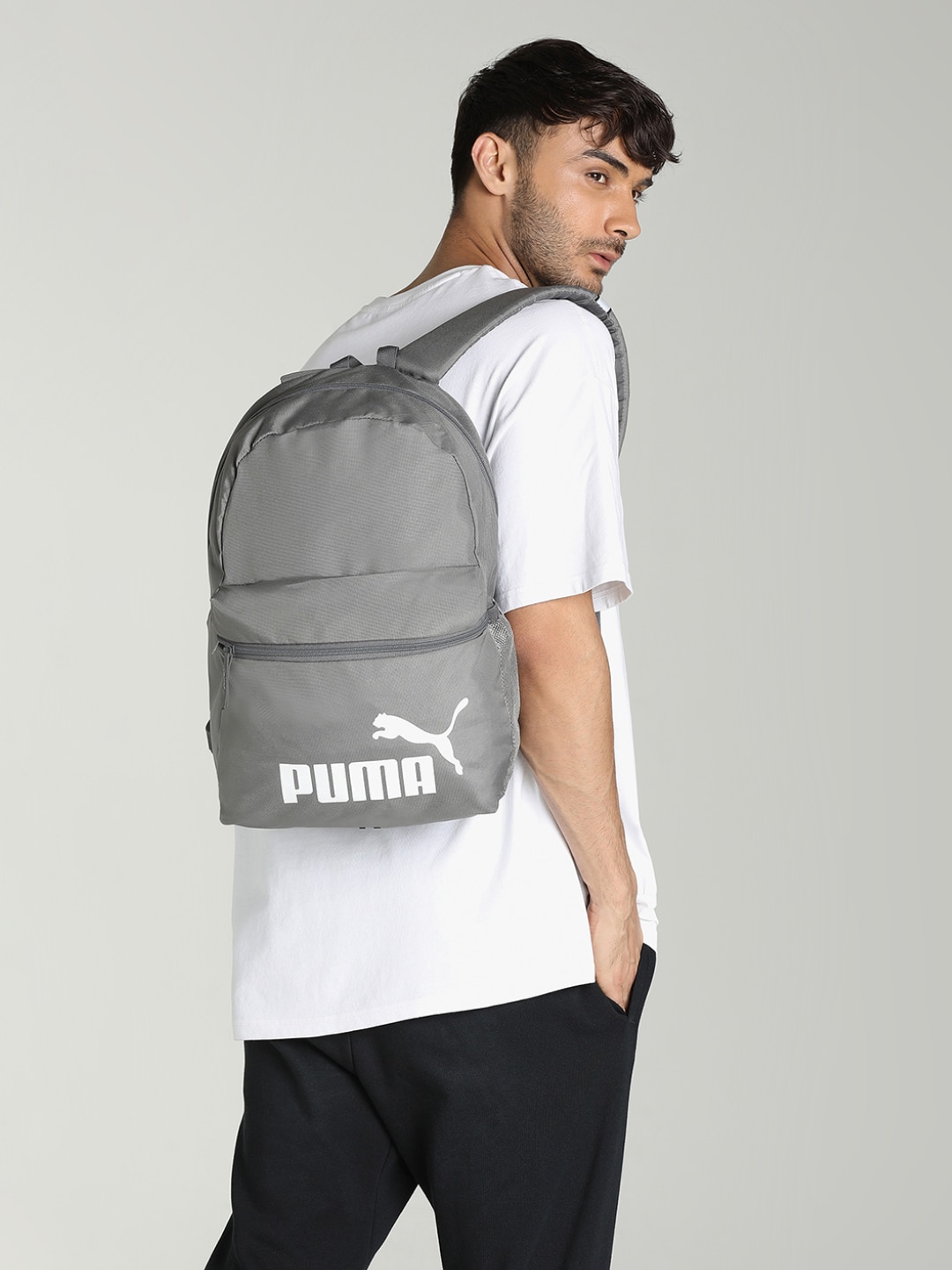 Puma Unisex Grey Brand Logo Phase Backpack Price in India
