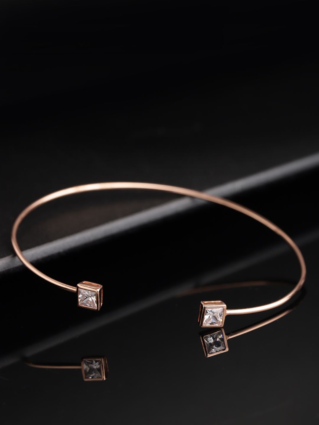 Carlton London Rose Gold-Plated CZ Studded Cuff Bracelet Price in India