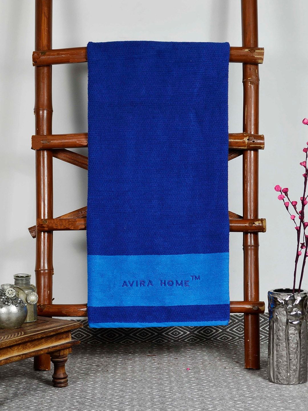 Avira Home Blue Solid 650 GSM Bath Towel Price in India