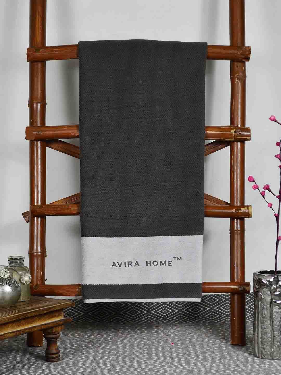 Avira Home Charcoal Grey Solid 650 GSM Bath Towel Price in India