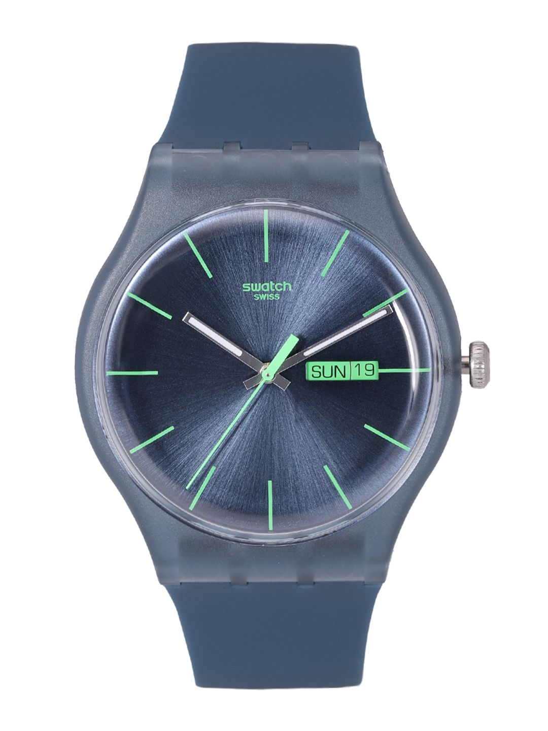 Swatch NewGent Unisex Navy Blue Water Resistant Analogue Watch SUON700 Price in India
