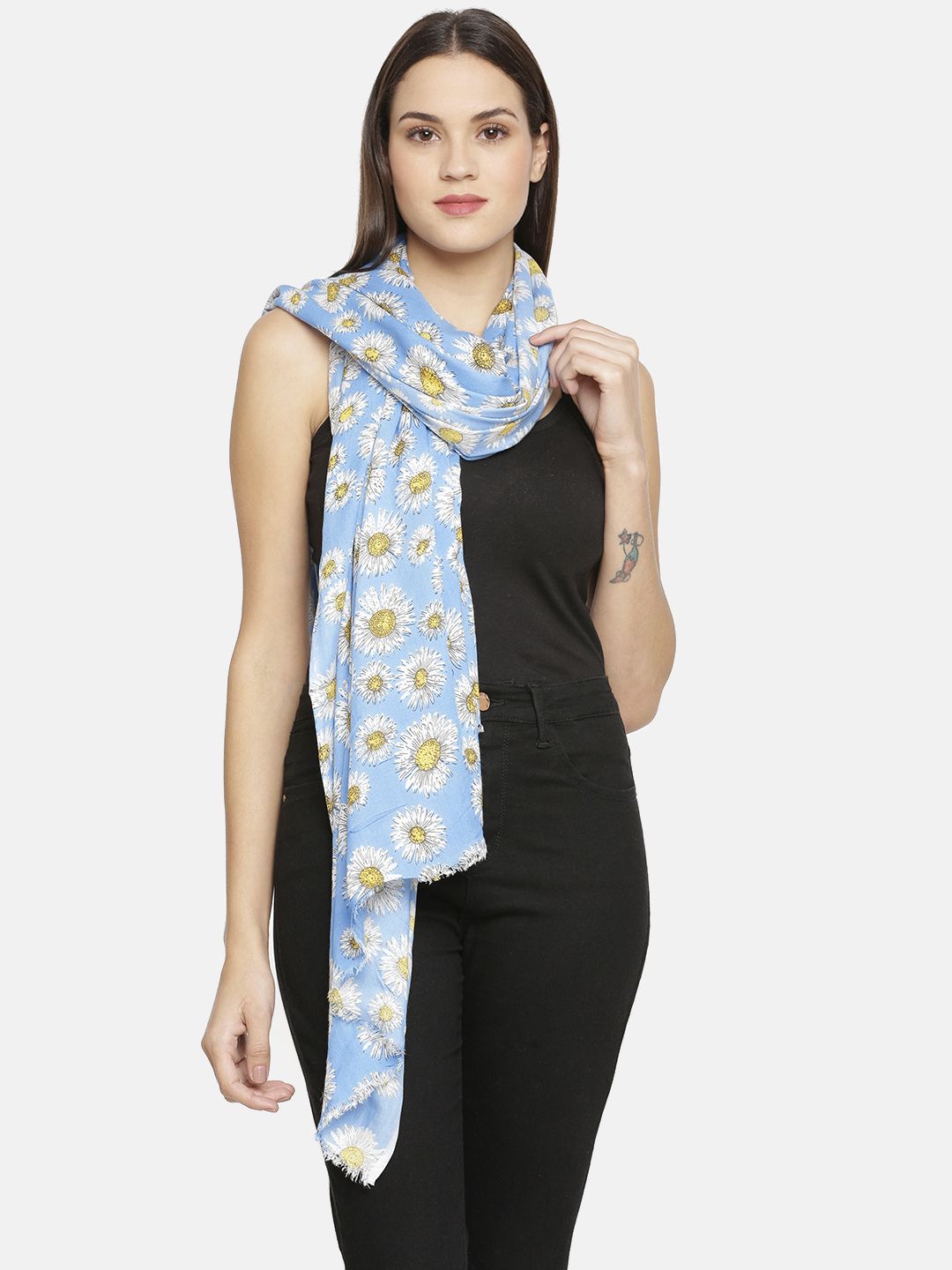 Ayesha Women Blue & White Printed Scarf Price in India