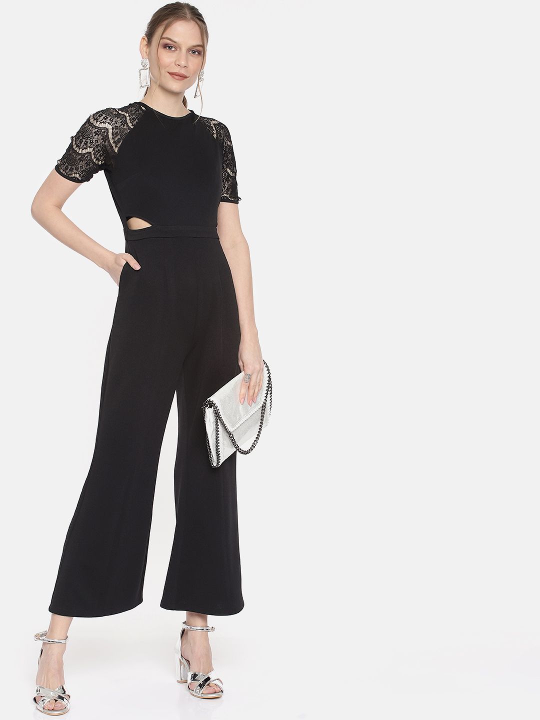Miss Chase Black Lace Party Jumpsuit Price in India