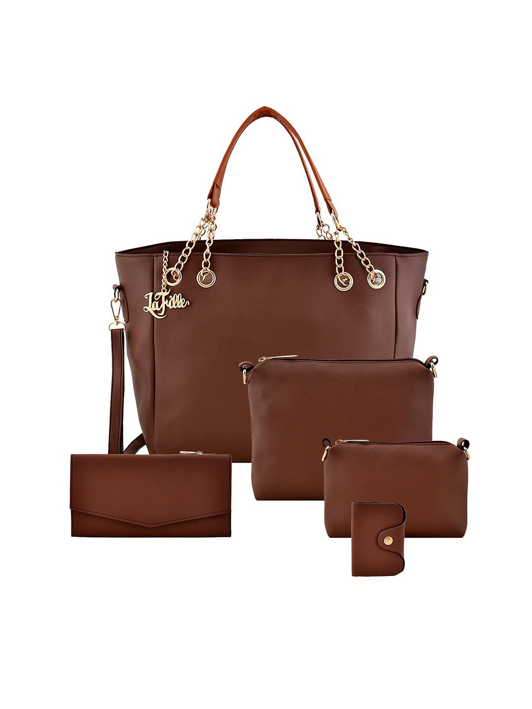 LaFille Set of 5 Brown Solid Bag Price in India