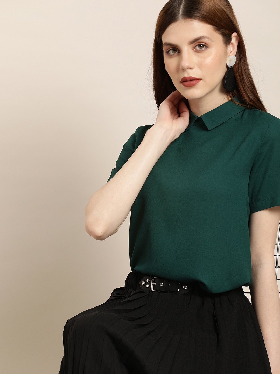 her by invictus Green Styled Back Top Price in India