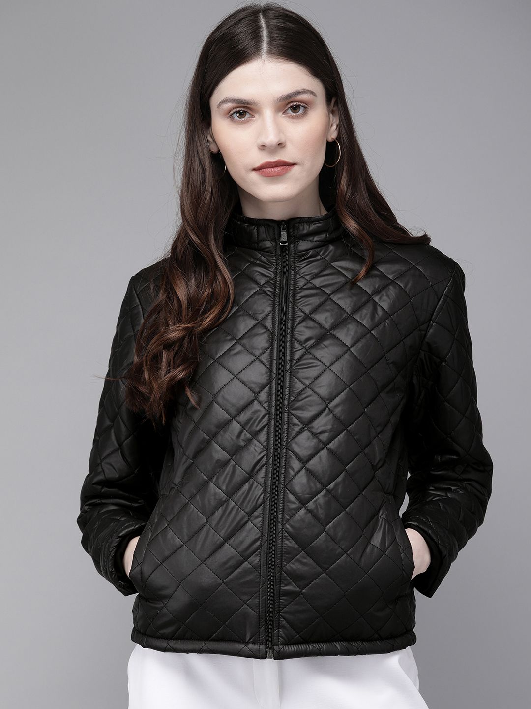 SASSAFRAS Women Black Solid Quilted Hooded Jacket Price in India