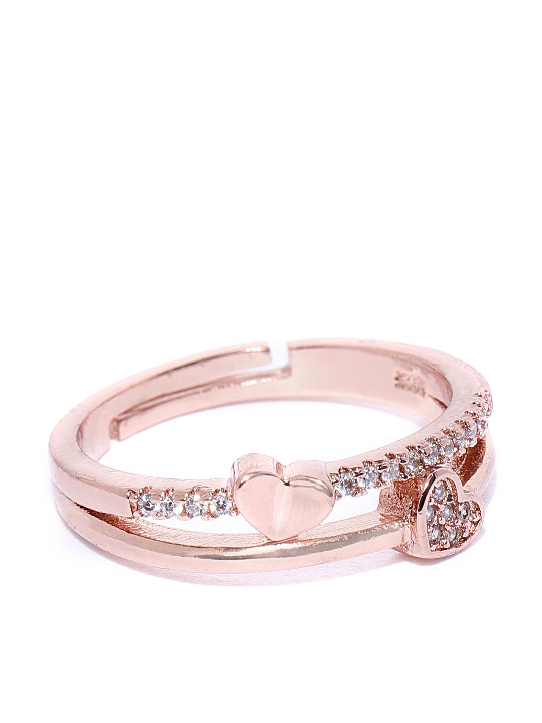Jewels Galaxy Rose Gold Plated Stone Studded Handcrafted Adjustable Finger Ring Price in India