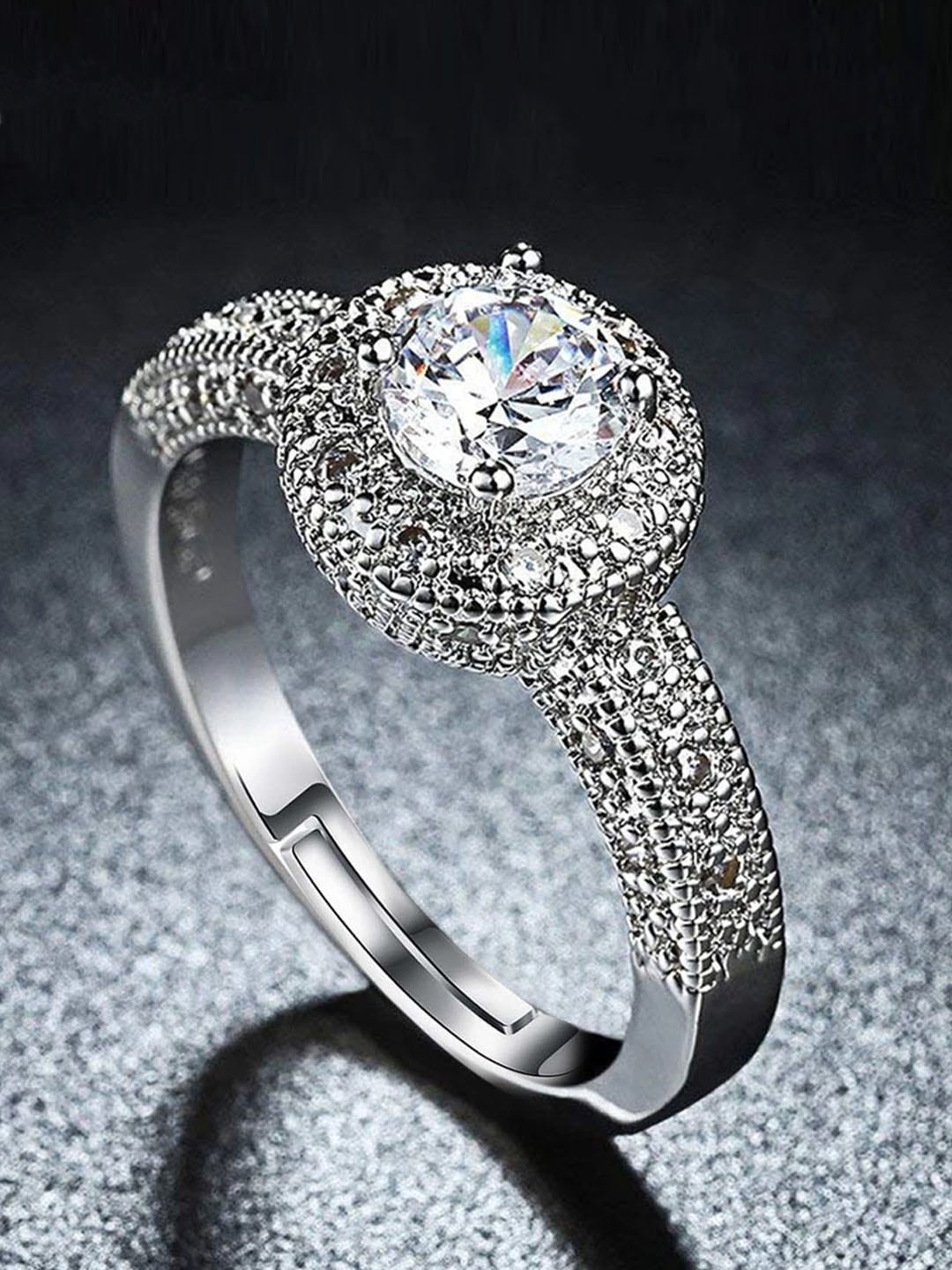 Jewels Galaxy Silver-Plated Stone-Studded Handcrafted Adjustable Finger Ring Price in India