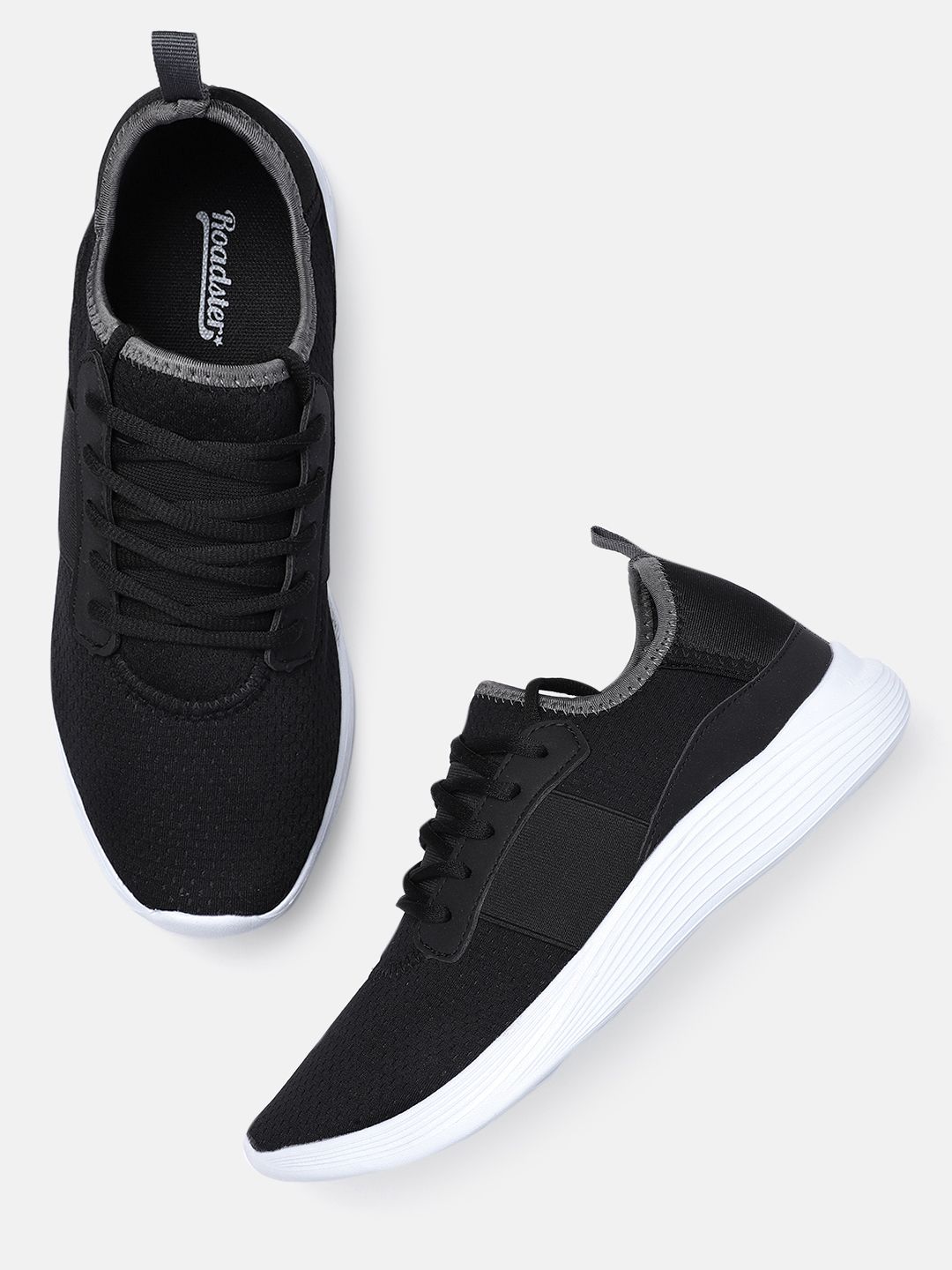 Roadster Men Black Solid Sneakers