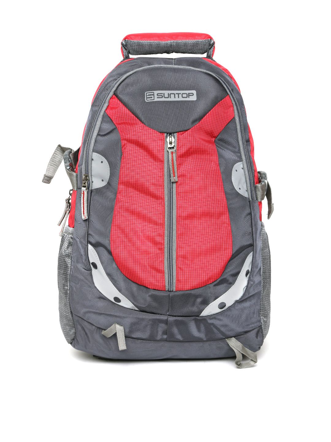 Suntop Unisex Grey & Red Checked Laptop Backpack Price in India