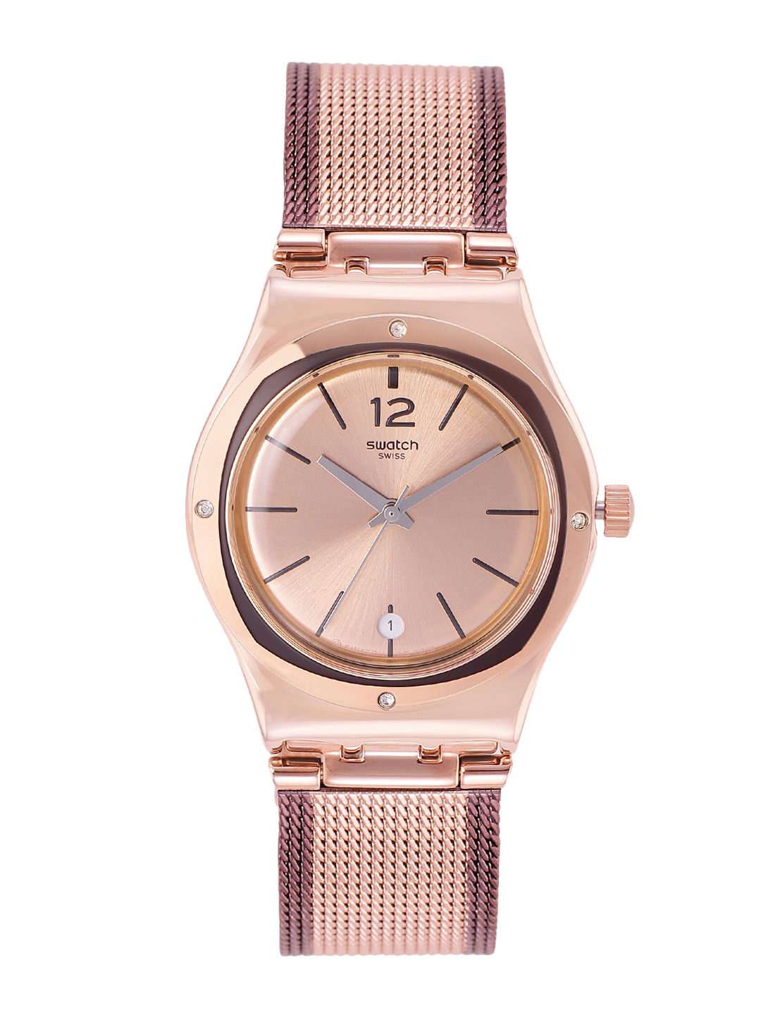 Swatch Irony Women Rose Gold Water Resistant Analogue Watch YLG408M Price in India