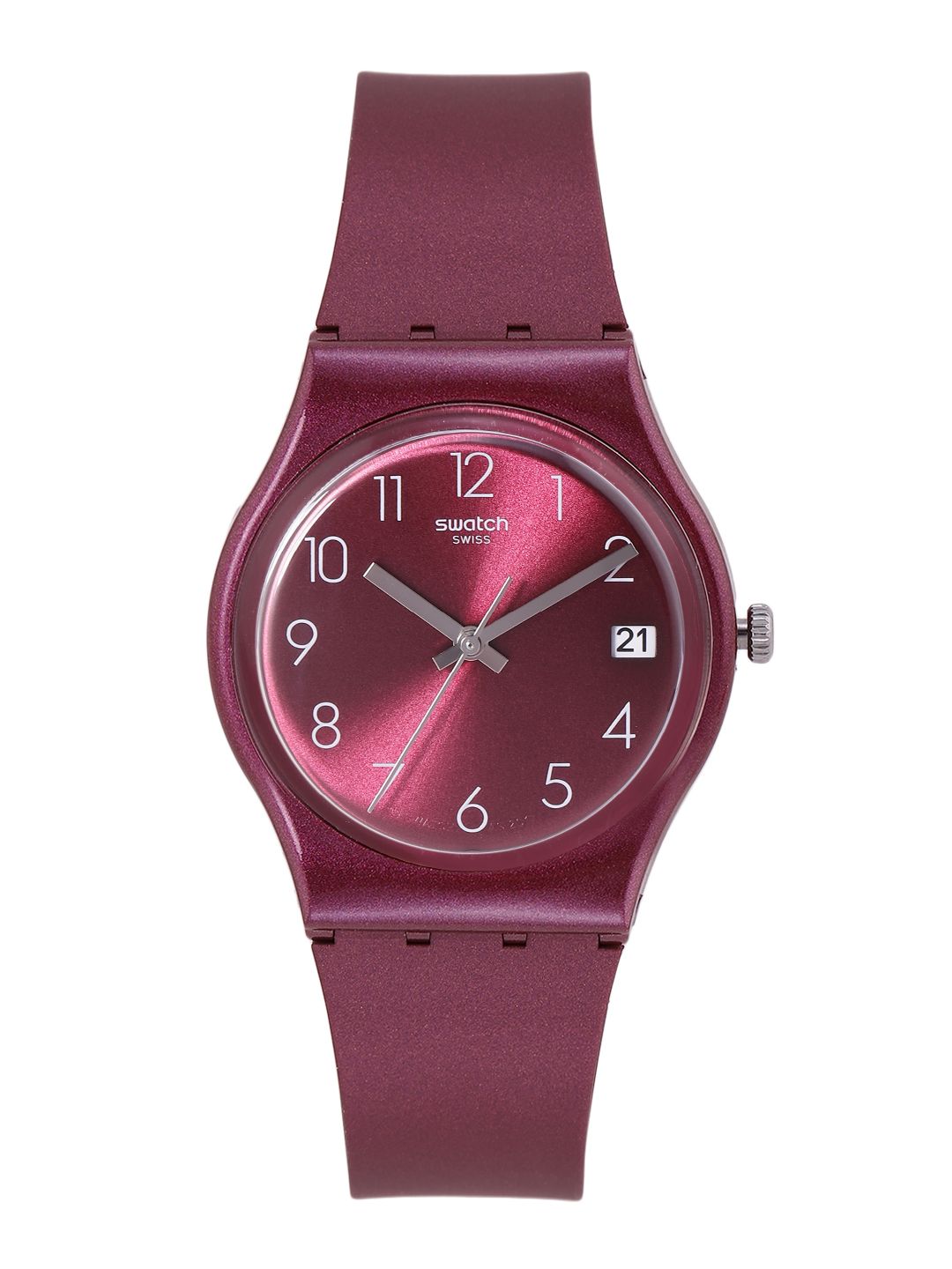 Swatch Worldhood Unisex Burgundy Water Resistant Analogue Watch GR405 Price in India