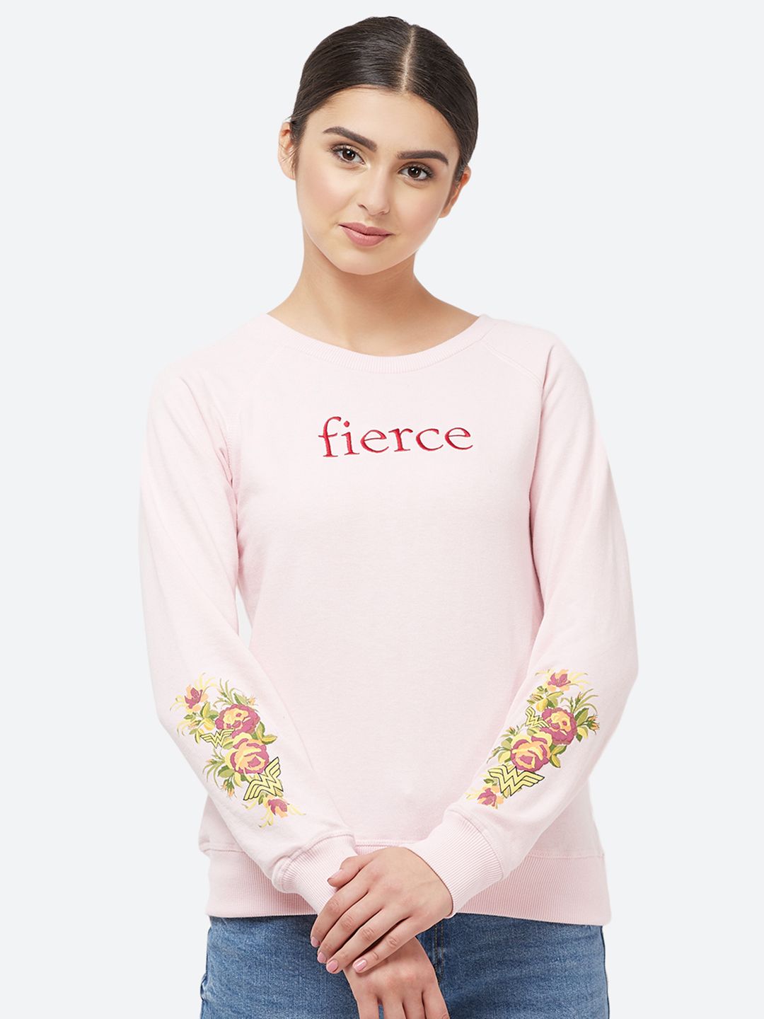 Free Authority Wonder Woman Print Pink Sweatshirt for Women Price in India