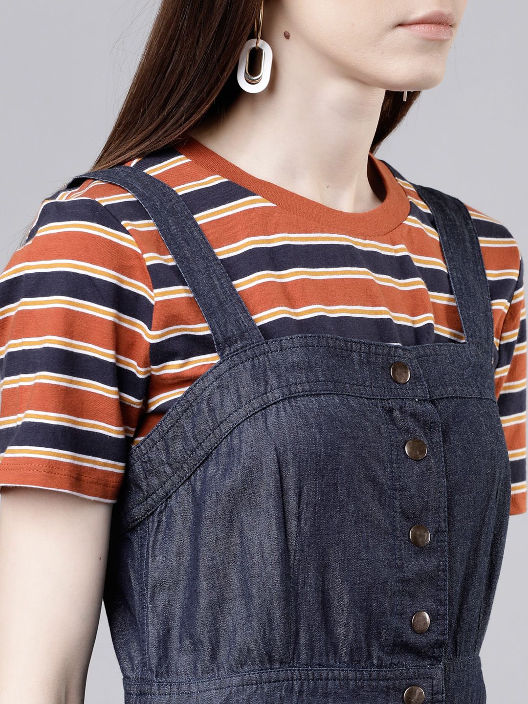 Buy Tokyo Talkies Women Navy Blue Solid Denim Pinafore Dress - Dresses for  Women 10847900 | Myntra