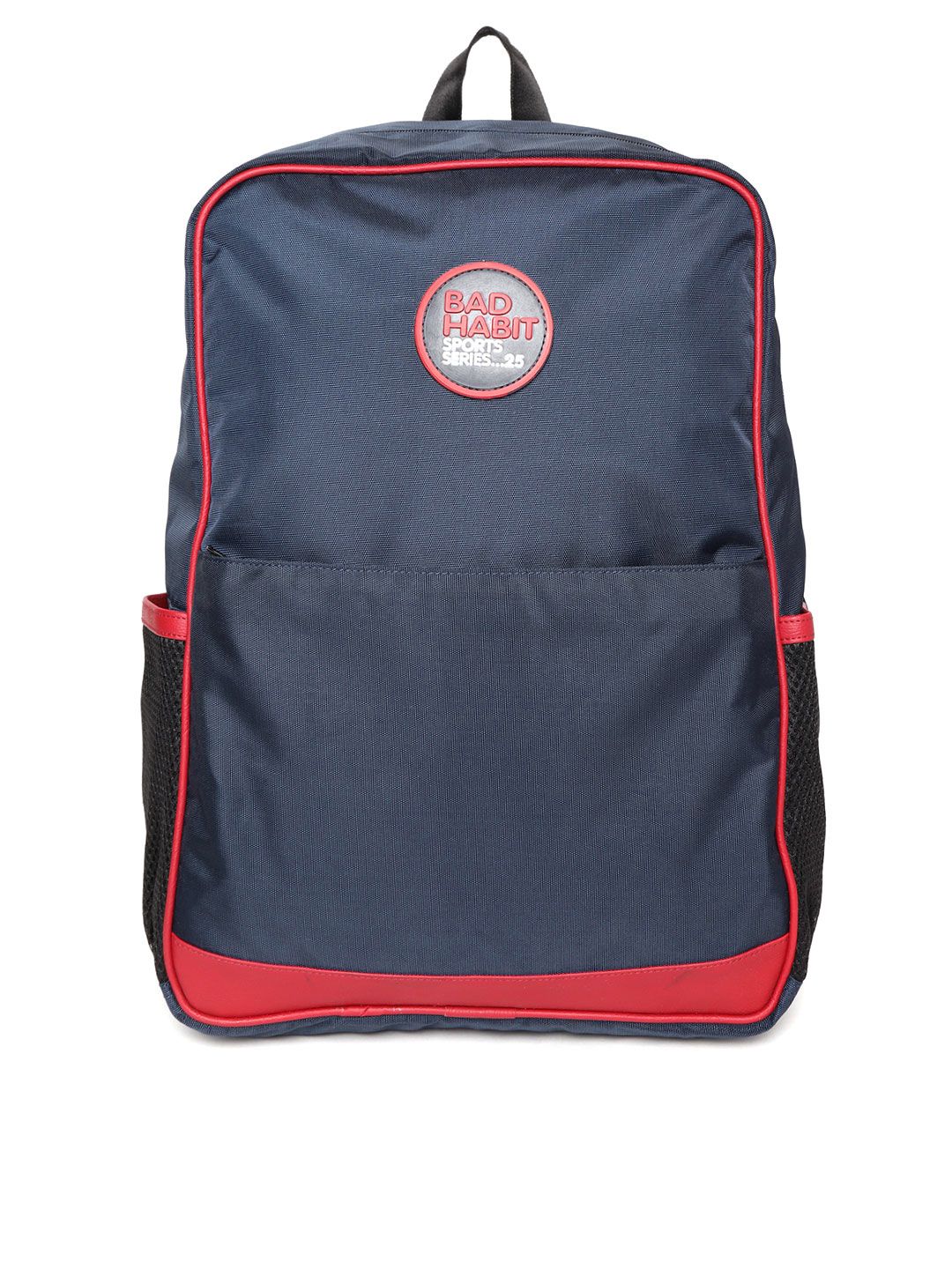 BAD HABIT Unisex Navy Blue Solid Laptop Backpack Price in India