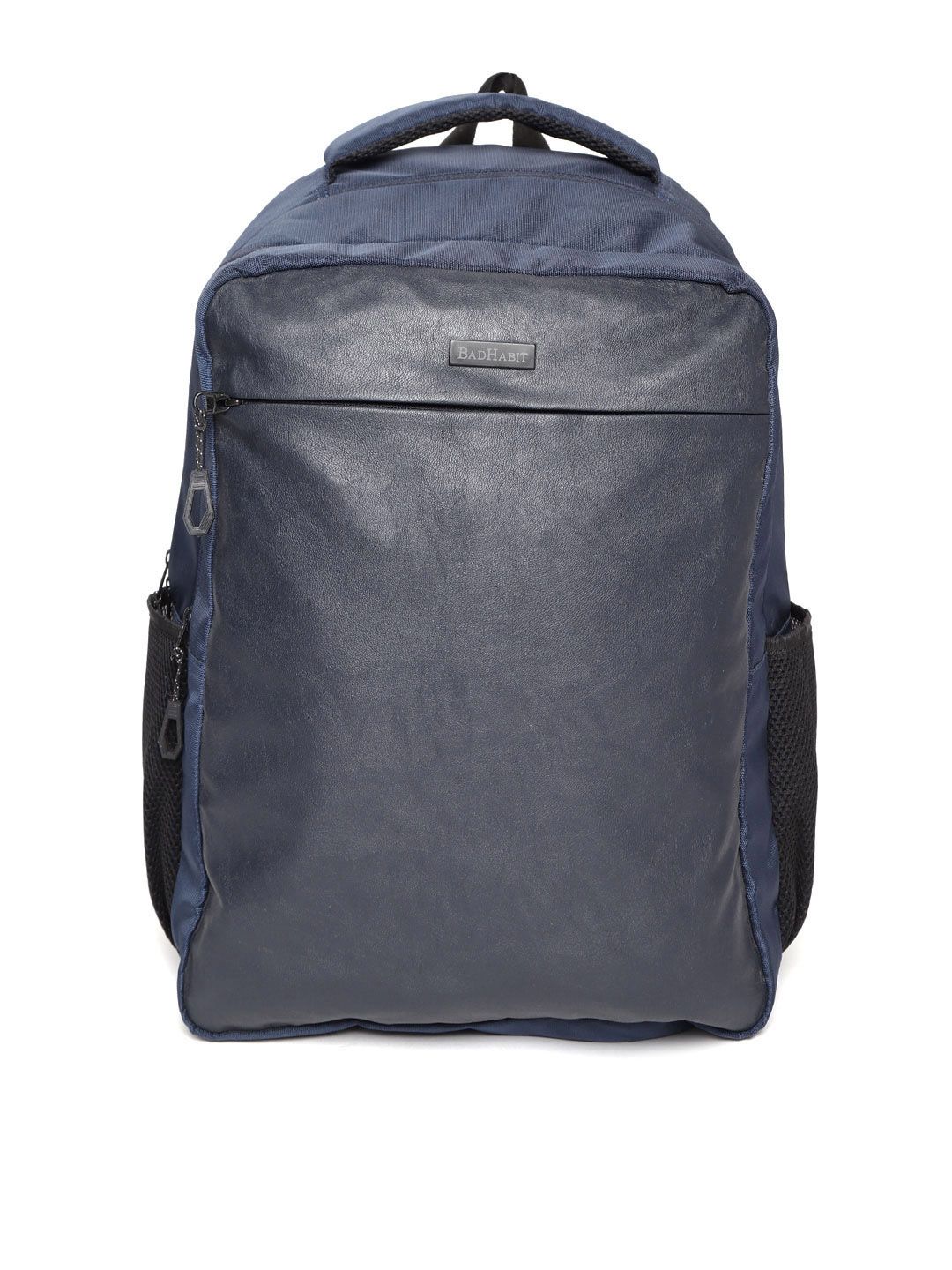 BAD HABIT Unisex Navy Blue Solid Laptop Backpack Price in India