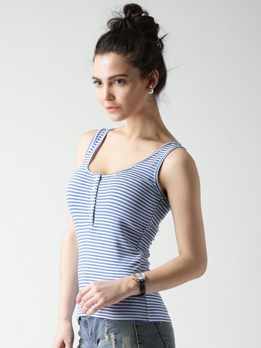 Buy Mast & Harbour Blue & White Striped Tank Top - Tops for Women