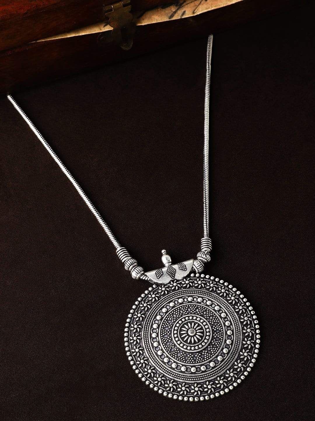 Rubans Silver-Plated Oxidised Necklace Price in India